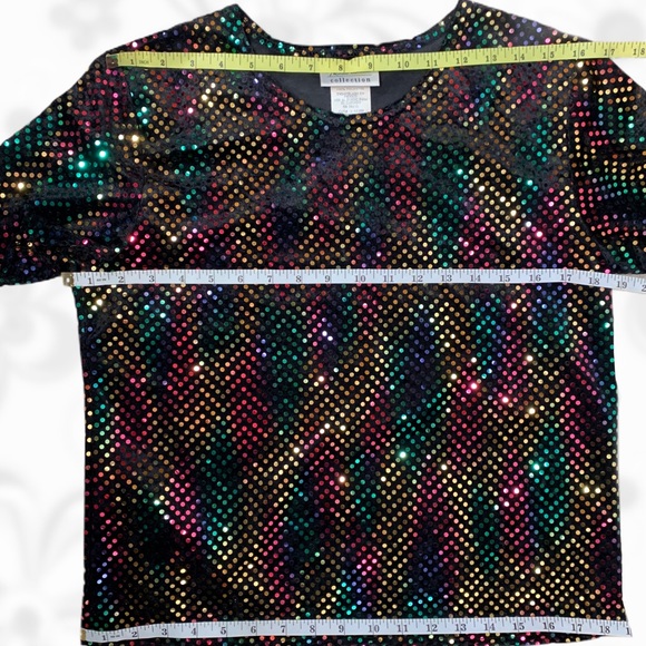 VTG Kathie Lee Collection Groovy Foil Dot Blouse - Picture 8 of 9